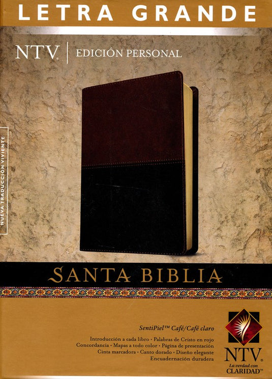 Santa Biblia NTV, Edición personal, Letra Grande, Duotono (Sentipiel café/café claro)