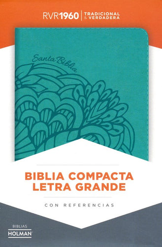 Biblia RVR 1960, Compacta, Letra Grande, símil piel aqua