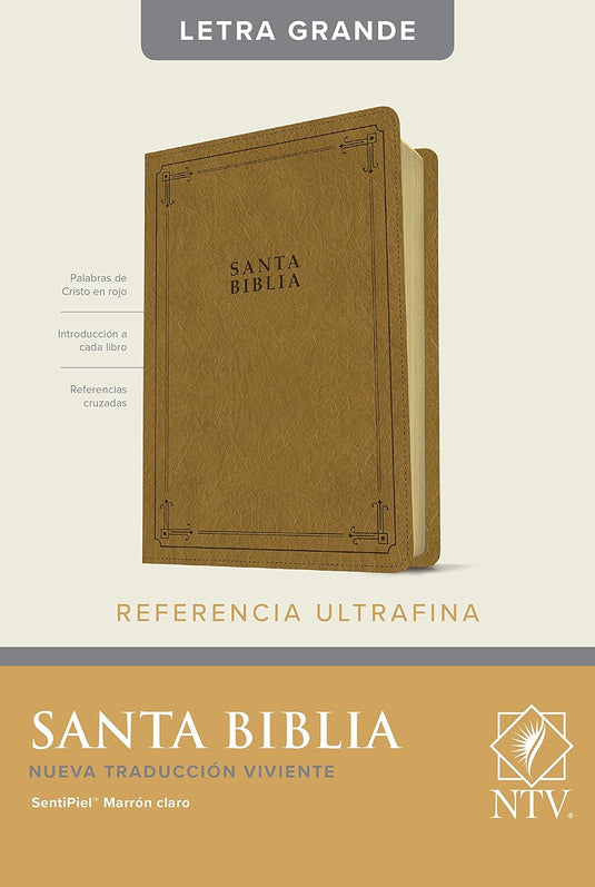 Santa Biblia NTV, Edición de referencia Ultrafina, Letra Grande (SentiPiel Marrón claro)