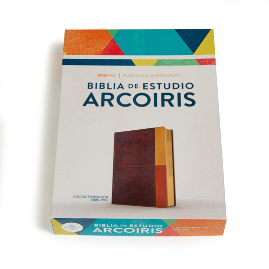 Biblia de Estudio Arcoíris RVR 1960, símil piel cocoa/ terracota