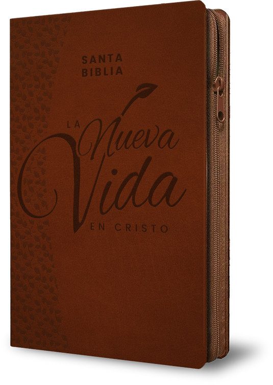 Santa Biblia La Nueva Vida en Cristo NVI, Cierre zíper, Símil Piel café