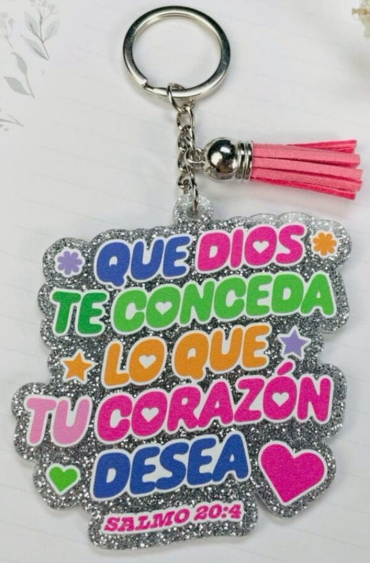 Llavero con glitter Que Dios te conceda