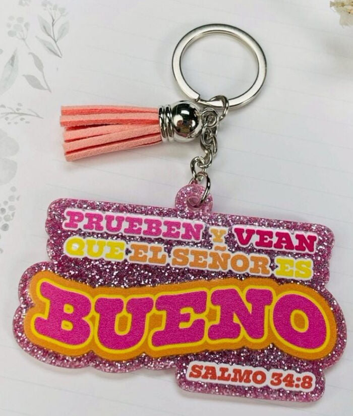 Cargue la imagen en el visor de la galería, Llavero con glitter Prueben y vean que el Señor es Bueno

