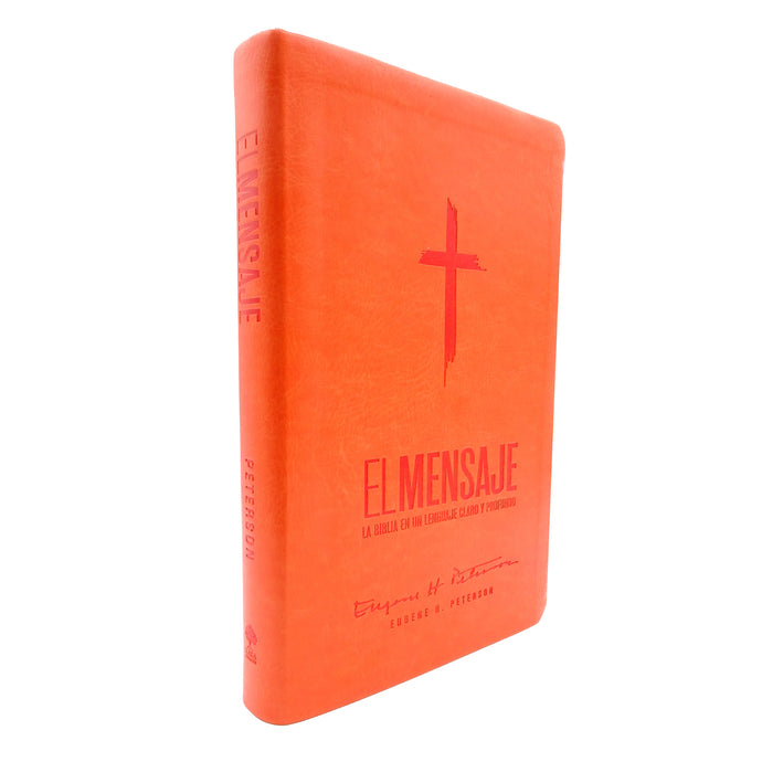 Biblia El Mensaje, imitación piel naranja
