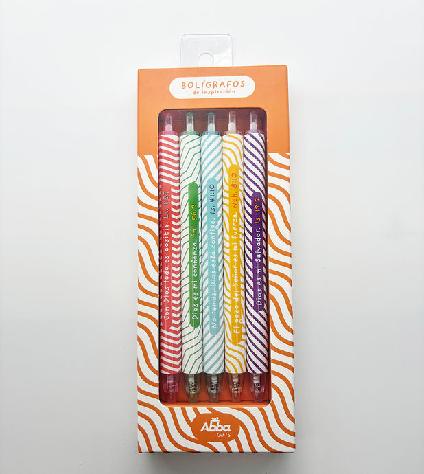 Paquete de 5 lapiceros con versículos Inspiración