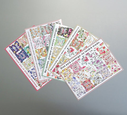 75 Etiquetas bíblicas Floreadas VARIEDAD DE DISEÑOS (en español)
