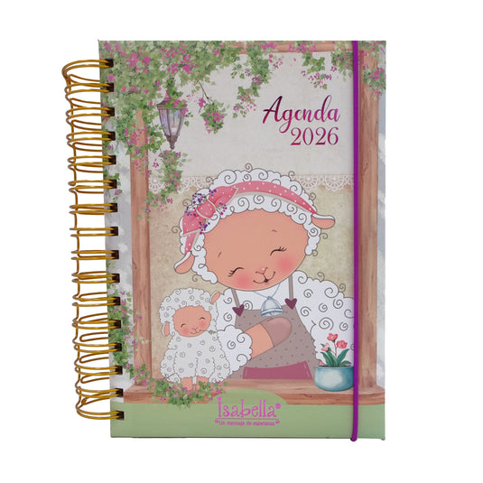 Agenda Isabella 2026 (diseño mamá con bebé oveja)