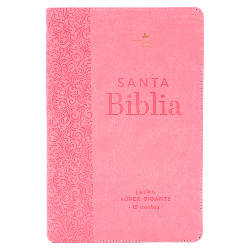 Cargue la imagen en el visor de la galería, Biblia RVR 1960, Letra Súper Gigante, imitación piel rosada
