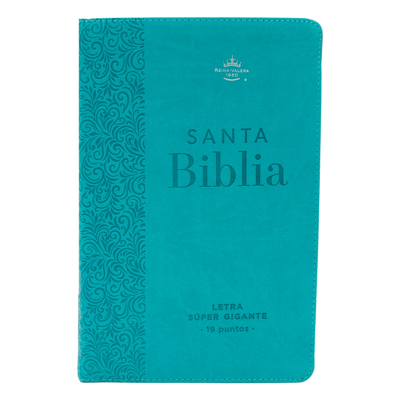 Cargue la imagen en el visor de la galería, Biblia RVR 1960, Letra Súper Gigante, imitación piel turquesa
