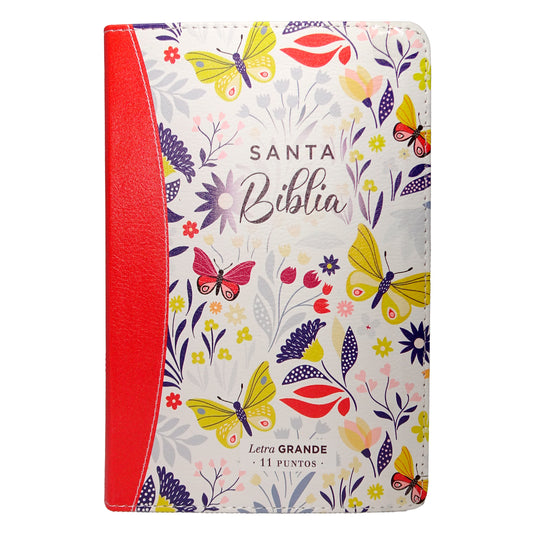 Biblia RVR 1960, Tamaño portátil, Letra Grande, imitación piel naranja primaveral