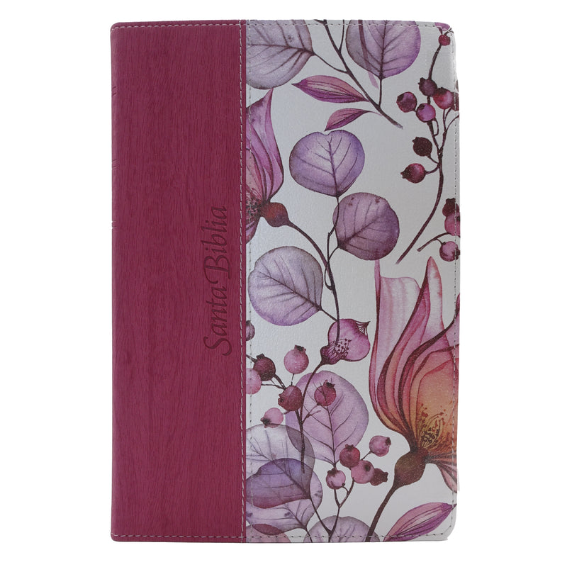 Cargue la imagen en el visor de la galería, Santa Biblia NTV, Edición personal, Letra Grande, con índice, imitación piel rosa flores
