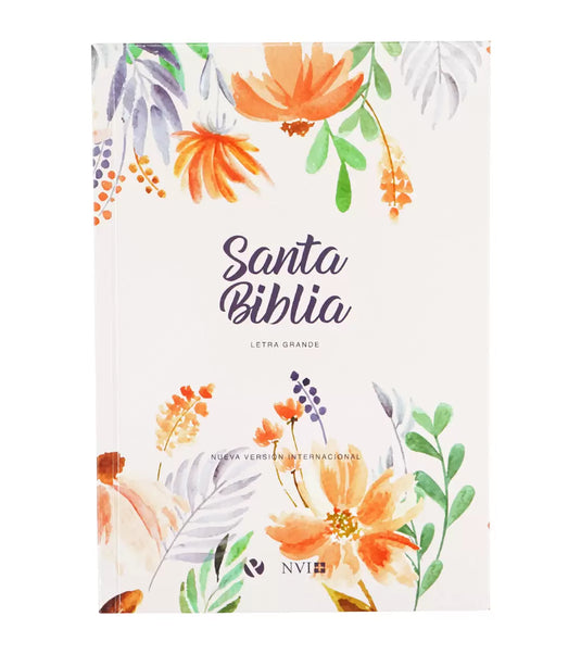 Biblia NVI, Letra Grande, Tapa dura rosa flores
