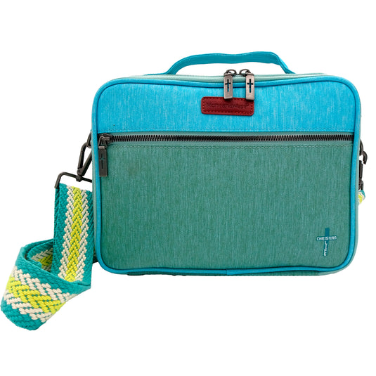 Estuche para biblia verde con celeste