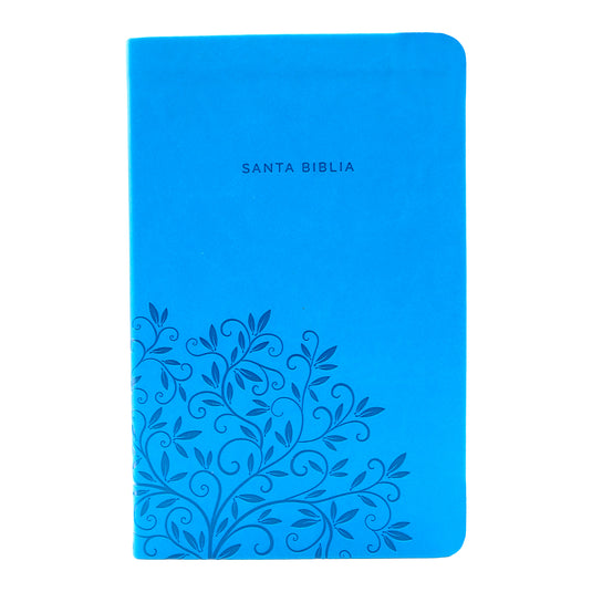 Biblia RVR 1960, Letra Grande, Tamaño Manual, símil piel azul
