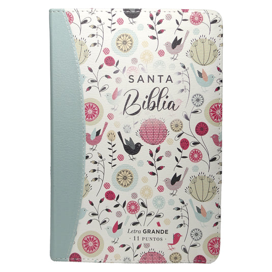 Biblia RVR 1960, Tamaño portátil, Letra Grande, imitación piel turquesa primaveral