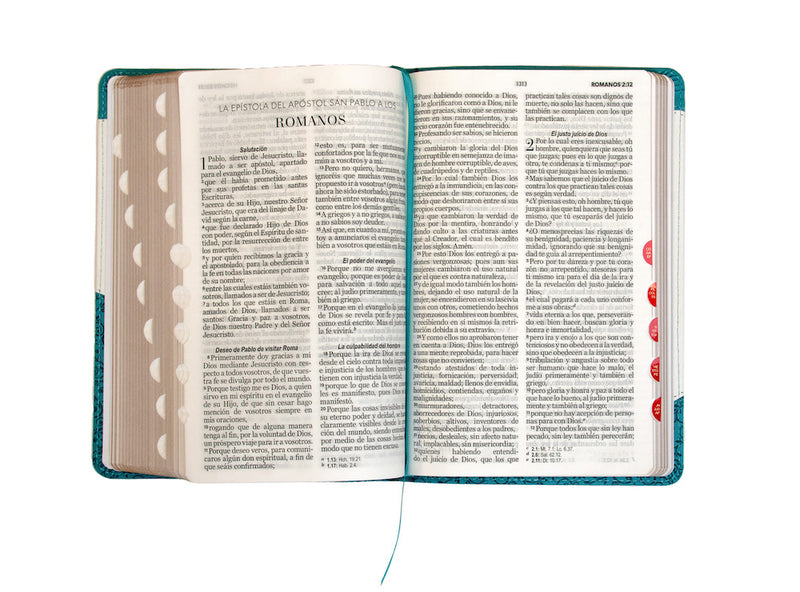 Cargue la imagen en el visor de la galería, Santa Biblia RVR 1960, Tamaño Manual, Letra Grande, i/piel turquesa/blanco con índice

