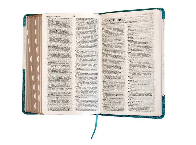 Cargue la imagen en el visor de la galería, Santa Biblia RVR 1960, Tamaño Manual, Letra Grande, i/piel turquesa/blanco con índice
