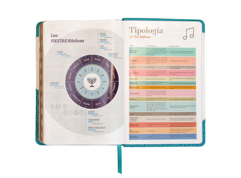 Cargue la imagen en el visor de la galería, Santa Biblia RVR 1960, Tamaño Manual, Letra Grande, i/piel turquesa/blanco con índice
