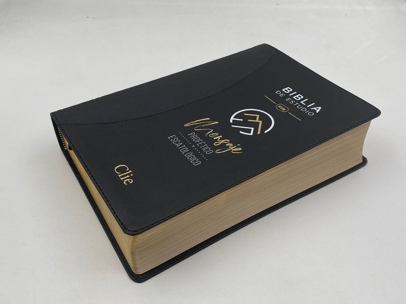 Cargue la imagen en el visor de la galería, Biblia de Estudio del Mensaje Profético y Escatológico RVR, Leathersoft Negro
