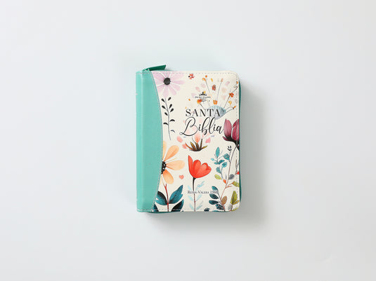 Biblia de Bolsillo RVR 1960, Cierre zíper, con índice, imitación piel turquesa jardín