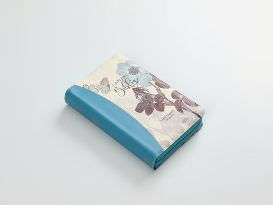Biblia RVR 1960, Cierre zíper, Letra Gigante, imitación piel turquesa Flores