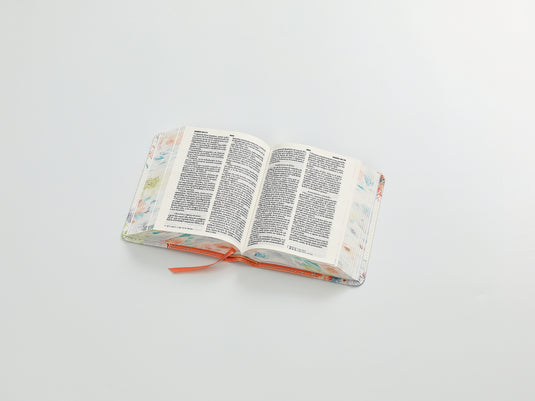 Biblia de Bolsillo RVR 1960, imitación piel naranja flores