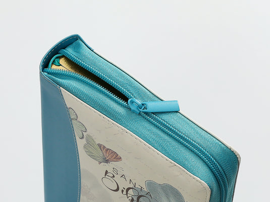 Biblia RVR 1960, Cierre zíper, Letra Gigante, imitación piel turquesa Flores