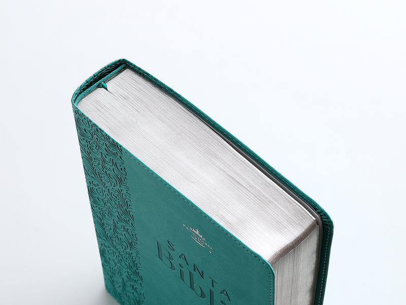 Cargue la imagen en el visor de la galería, Biblia RVR 1960, Letra Súper Gigante, imitación piel turquesa
