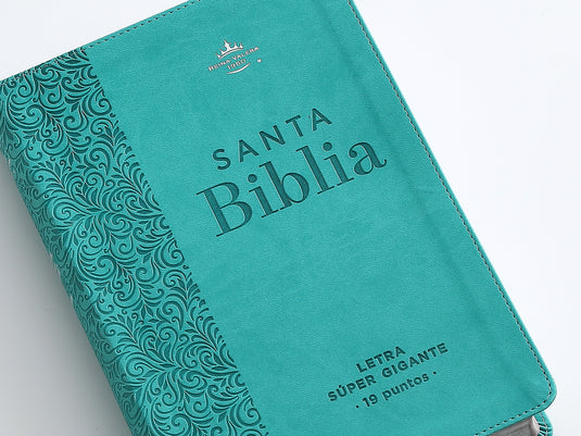 Biblia RVR 1960, Letra Súper Gigante, imitación piel turquesa