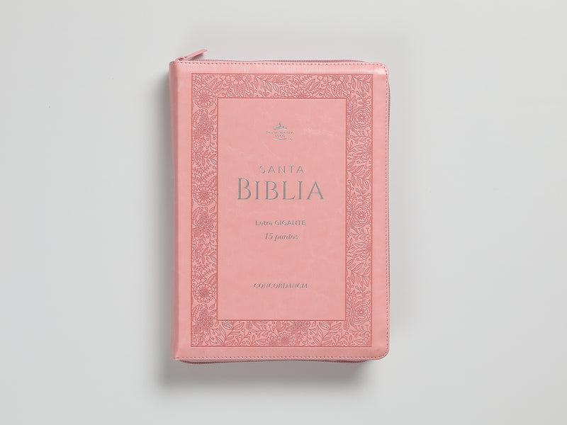 Cargue la imagen en el visor de la galería, Biblia RVR 1960, Letra Gigante, Cierre zíper, con índice, imitación piel rosada

