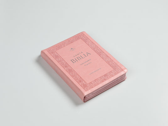Biblia RVR 1960, Letra Gigante, Cierre zíper, con índice, imitación piel rosada