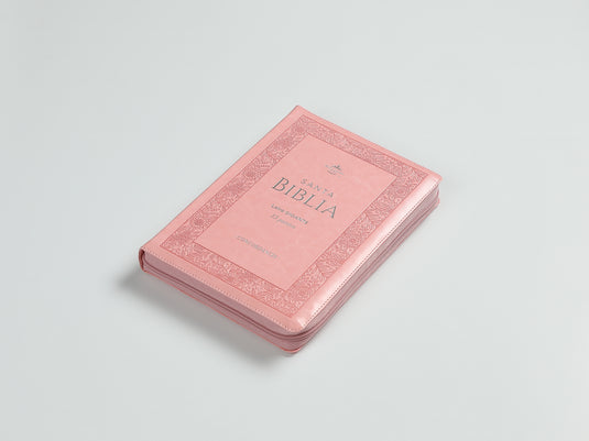 Biblia RVR 1960, Letra Gigante, Cierre zíper, con índice, imitación piel rosada