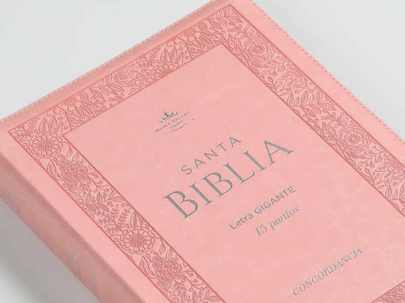 Cargue la imagen en el visor de la galería, Biblia RVR 1960, Letra Gigante, Cierre zíper, con índice, imitación piel rosada
