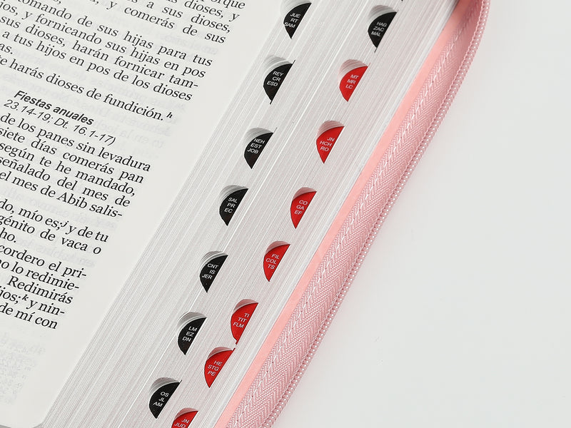 Cargue la imagen en el visor de la galería, Biblia RVR 1960, Letra Gigante, Cierre zíper, con índice, imitación piel rosada
