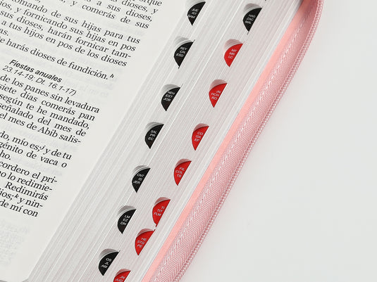 Biblia RVR 1960, Letra Gigante, Cierre zíper, con índice, imitación piel rosada