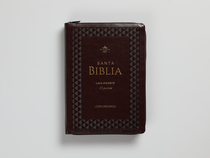 Cargue la imagen en el visor de la galería, Biblia RVR 1960, Letra Gigante, Cierre zíper, con índice, imitación piel café
