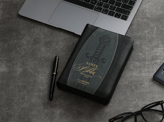 Biblia RVR 1960, Letra Grande, Cierre zíper, con índice, imitación piel negro espada