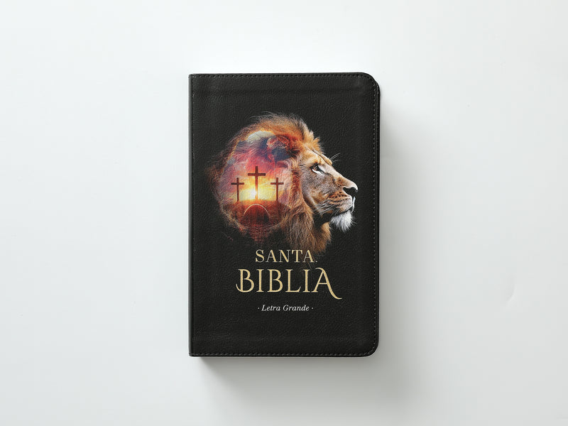 Cargue la imagen en el visor de la galería, Biblia RVR 1960, Tamaño Manual, Letra Grande, con índice, imitación piel León/cruces
