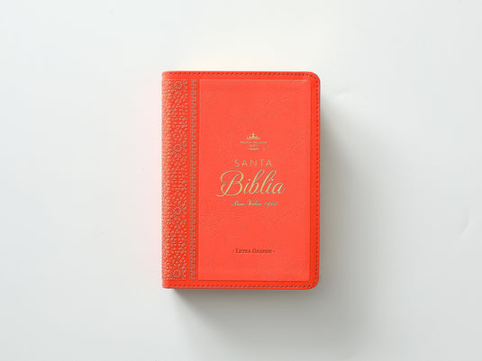 Biblia RVR 1960, Tamaño portátil, Letra Grande, imitación piel coral