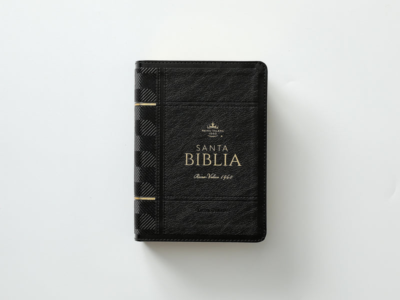 Cargue la imagen en el visor de la galería, Biblia RVR 1960, Tamaño portátil, Letra Grande, imitación piel negro
