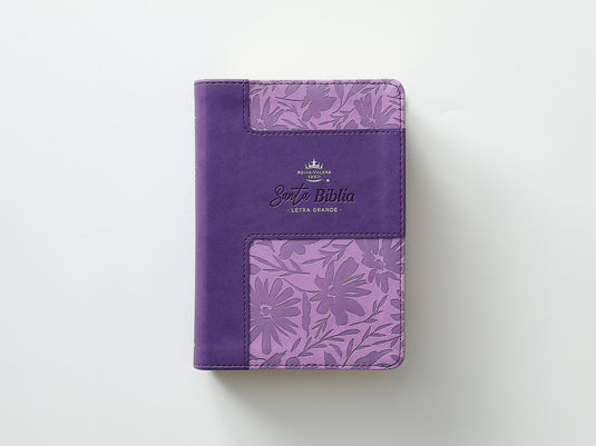 Biblia RVR 1960, Tamaño portátil, Letra Grande, imitación piel morada