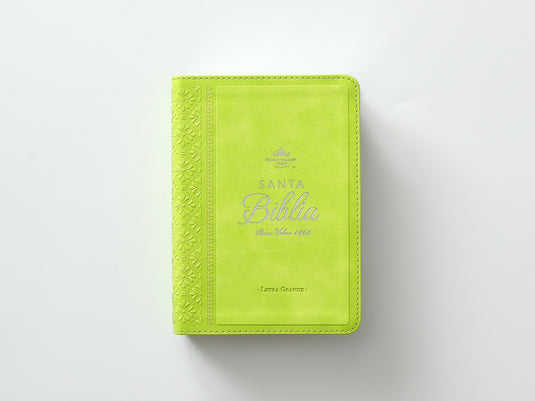 Biblia RVR 1960, Tamaño portátil, Letra Grande, imitación piel verde lima