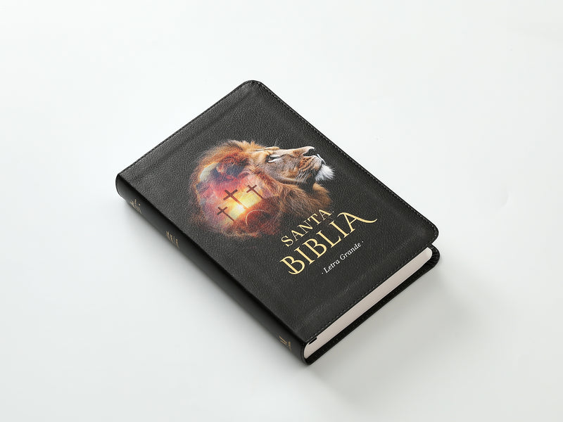 Cargue la imagen en el visor de la galería, Biblia RVR 1960, Tamaño Manual, Letra Grande, con índice, imitación piel León/cruces
