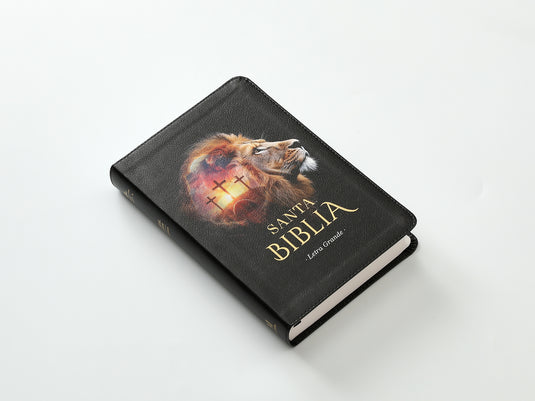 Biblia RVR 1960, Tamaño Manual, Letra Grande, con índice, imitación piel León/cruces