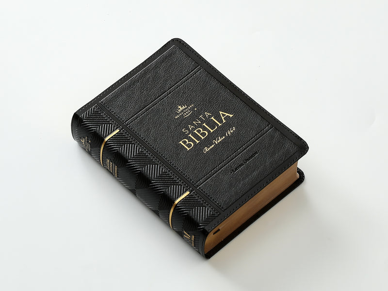 Cargue la imagen en el visor de la galería, Biblia RVR 1960, Tamaño portátil, Letra Grande, imitación piel negro
