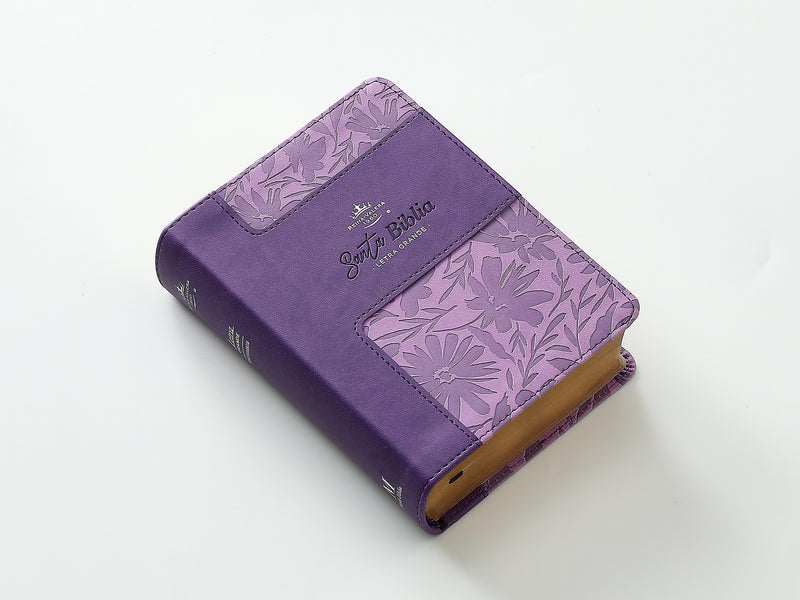 Cargue la imagen en el visor de la galería, Biblia RVR 1960, Tamaño portátil, Letra Grande, imitación piel morada
