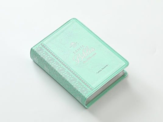 Biblia RVR 1960, Tamaño portátil, Letra Grande, imitación piel menta