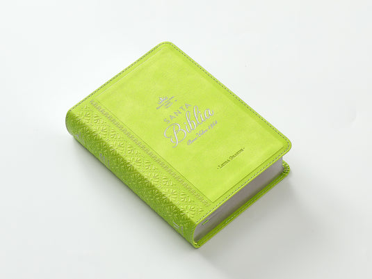 Biblia RVR 1960, Tamaño portátil, Letra Grande, imitación piel verde lima