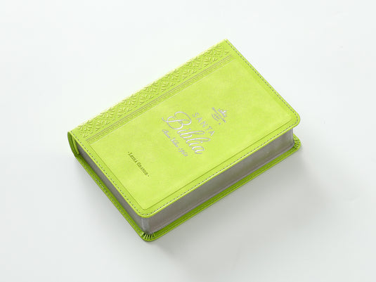 Biblia RVR 1960, Tamaño portátil, Letra Grande, imitación piel verde lima
