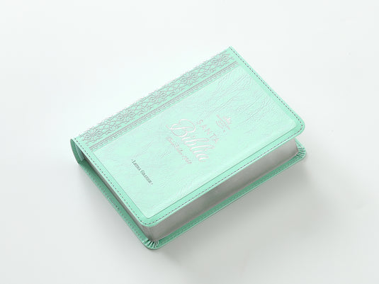 Biblia RVR 1960, Tamaño portátil, Letra Grande, imitación piel menta